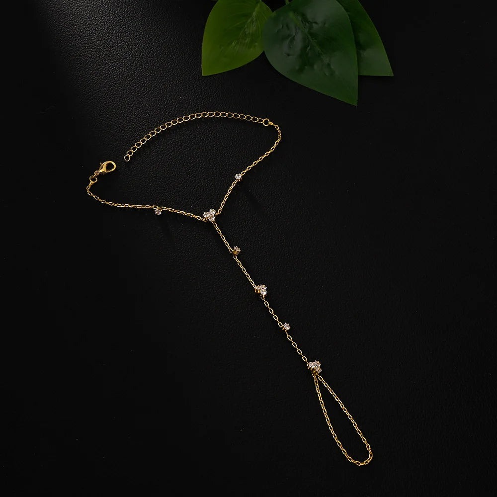 ✨ 2025 Fashion Round Crystal Finger Bracelet – Elegant Hand Chain with Geometric Sparkle