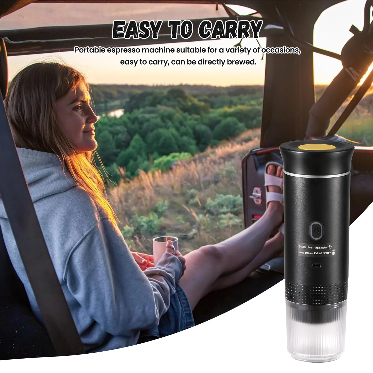 Portable Espresso Coffee Maker – 3-in-1 Capsule and Ground Coffee | Wireless, High Pressure, Travel-Friendly