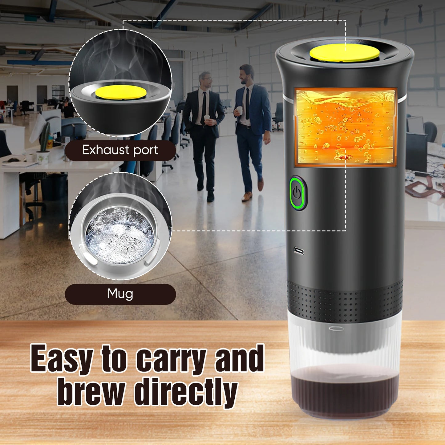 Portable Espresso Coffee Maker – 3-in-1 Capsule and Ground Coffee | Wireless, High Pressure, Travel-Friendly