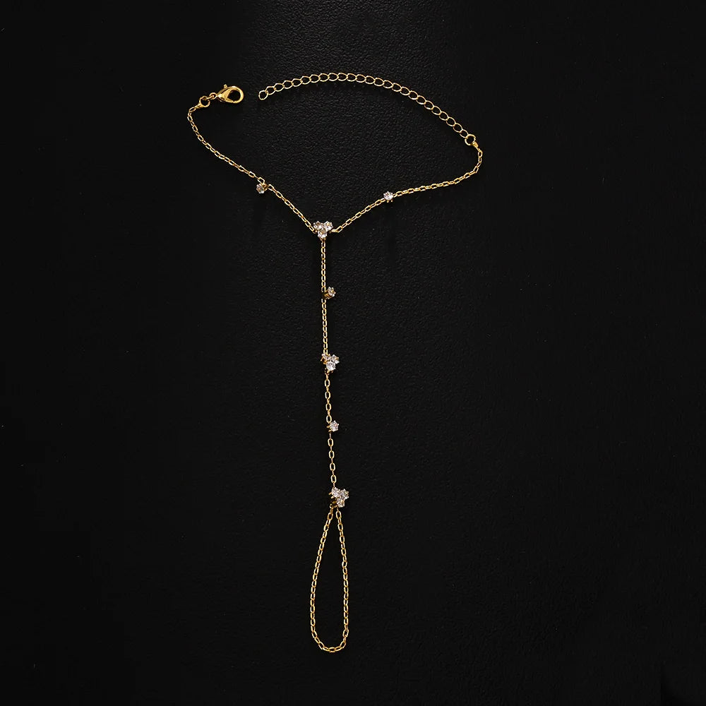 ✨ 2025 Fashion Round Crystal Finger Bracelet – Elegant Hand Chain with Geometric Sparkle