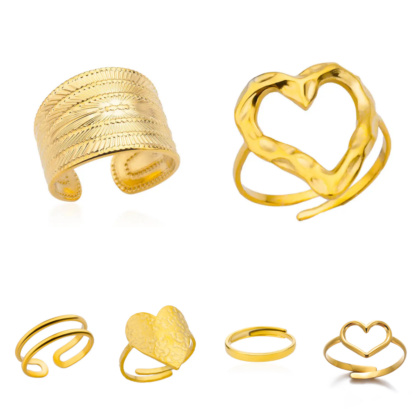 ✨ Gold Ring – 18K Gold Plated Stainless Steel Couple Band-3