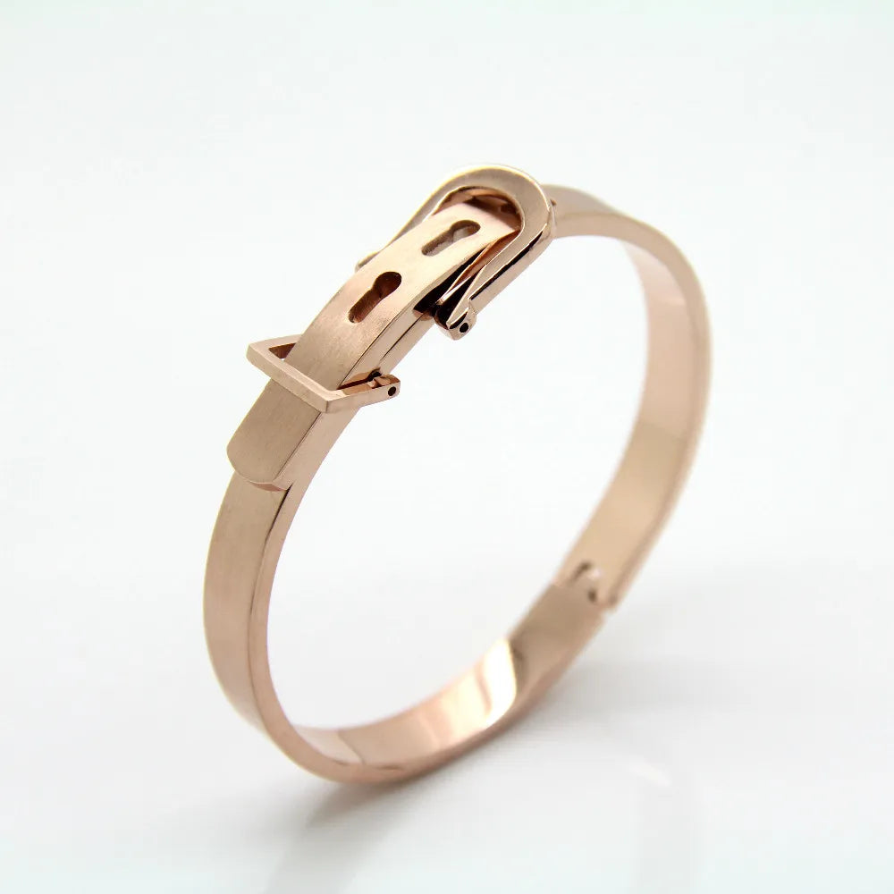 π BORASI 18K Gold Plated Adjustable Belt Buckle Bangle β Unisex Luxury Stainless Steel