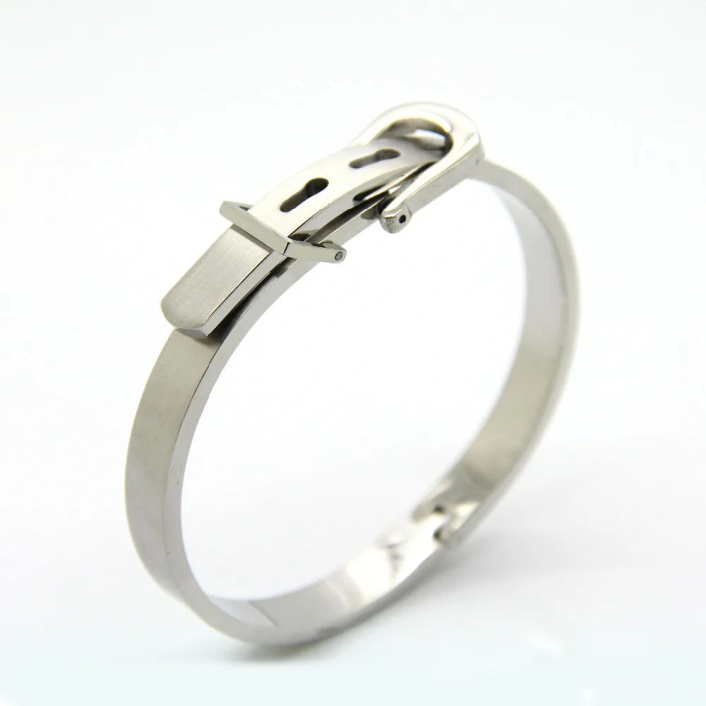 π BORASI 18K Gold Plated Adjustable Belt Buckle Bangle β Unisex Luxury Stainless Steel
