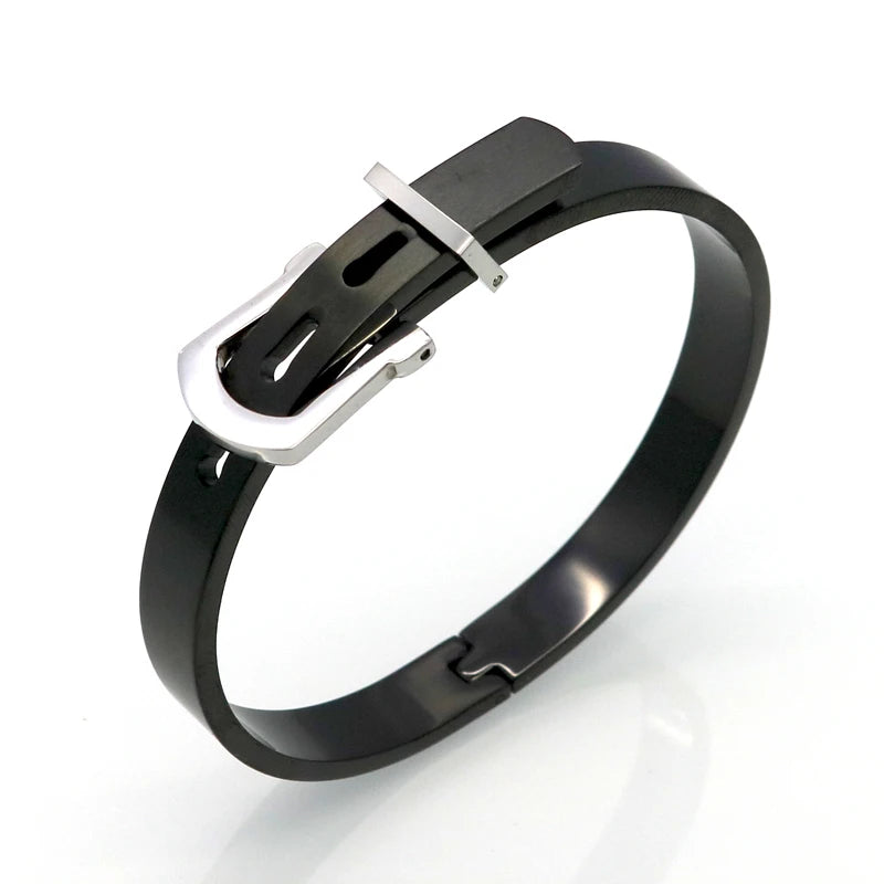 π BORASI 18K Gold Plated Adjustable Belt Buckle Bangle β Unisex Luxury Stainless Steel