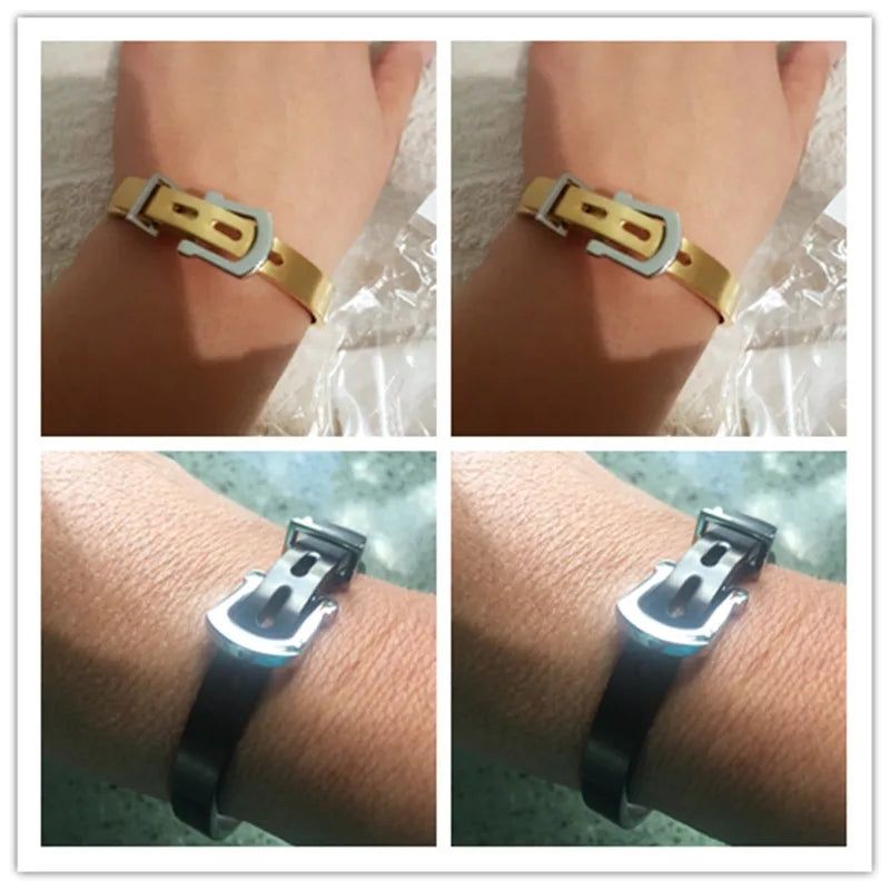 π BORASI 18K Gold Plated Adjustable Belt Buckle Bangle β Unisex Luxury Stainless Steel
