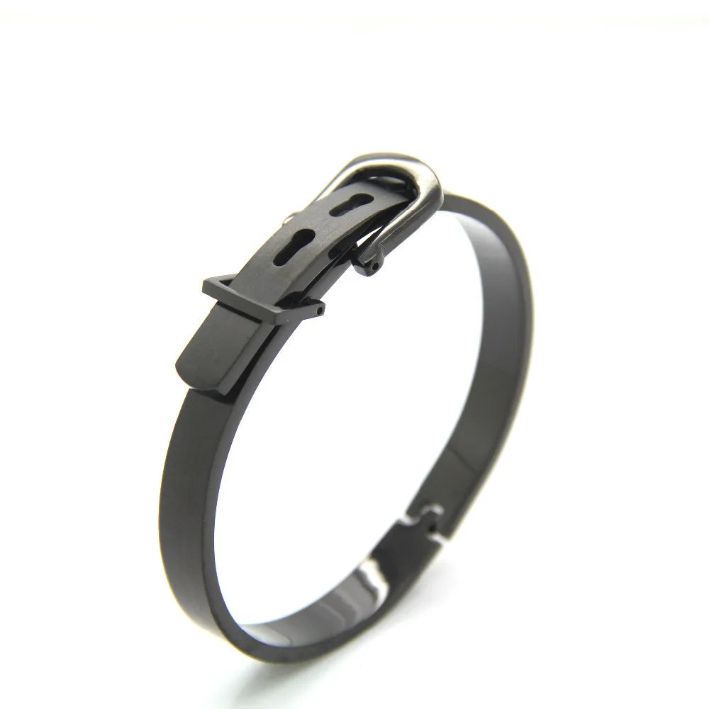 π BORASI 18K Gold Plated Adjustable Belt Buckle Bangle β Unisex Luxury Stainless Steel
