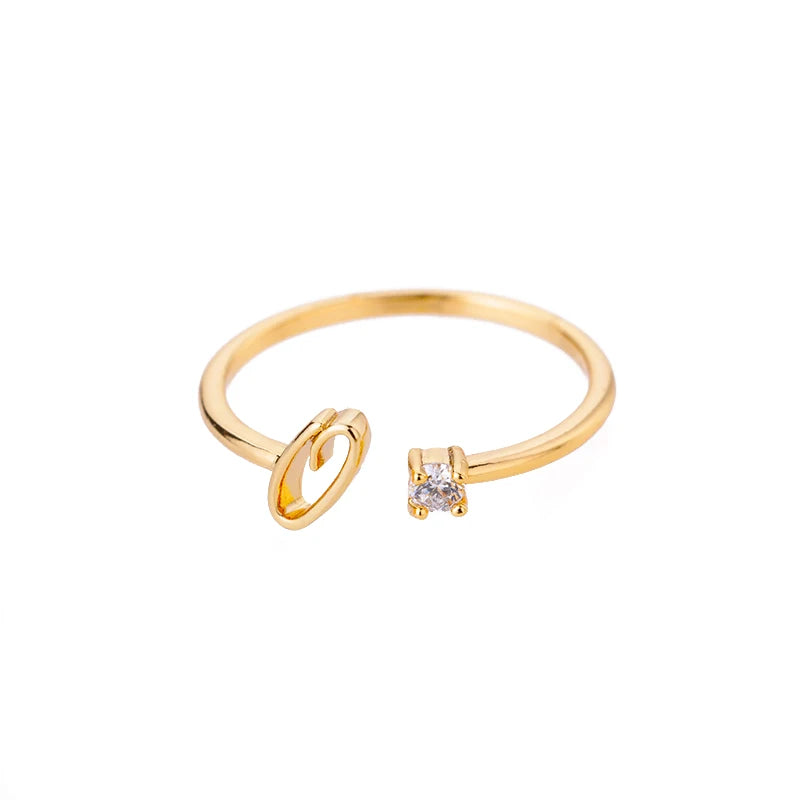 ✨ 18k Gold Plated Tiny A–Z Initial Letter Rings – Adjustable Stainless Steel Rings