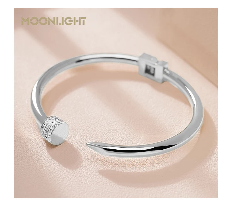 π« MOONLIGHT Classic Nail Open Cuff Bracelet β 18K Gold Plated Stainless Steel Bangle for Women