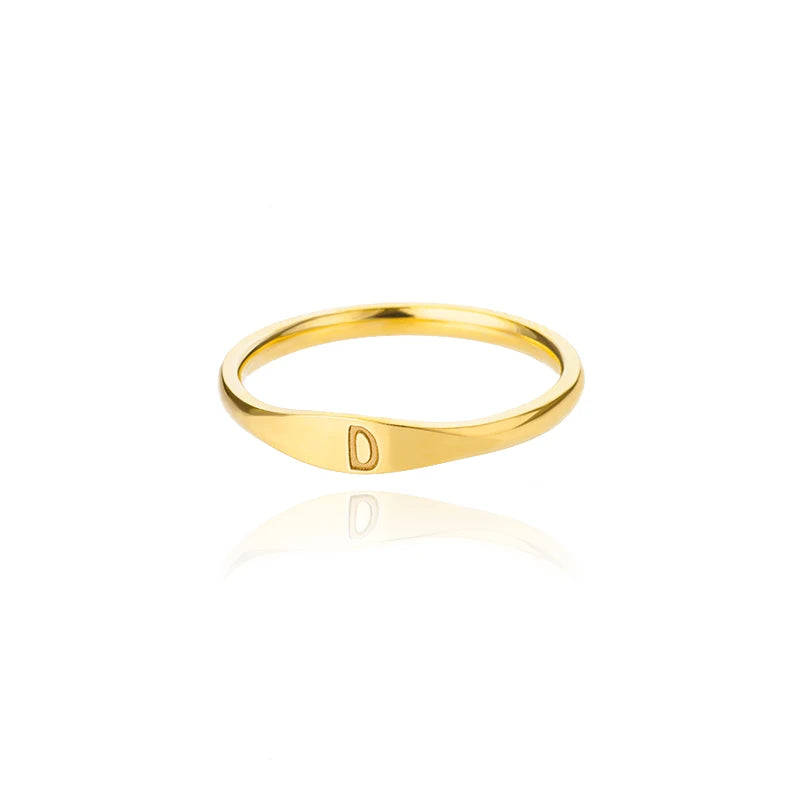 π 18k Gold Plated Tiny Initial Letter Rings β AβZ Stainless Steel Adjustable Rings