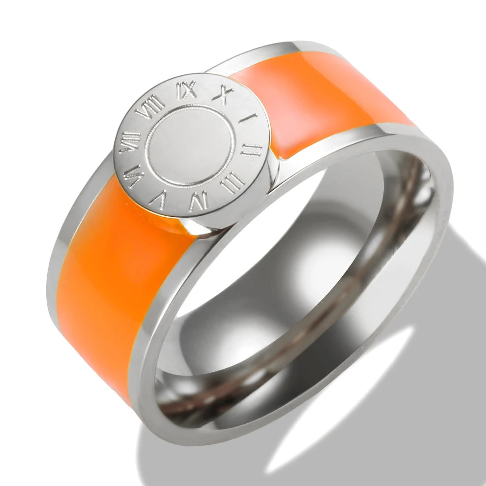 💫 JINHUI 18 Karat vergoldetes Edelstahl-Emaille-Armreif- und Ringset – Klassischer Schmuck mit römischen Ziffern