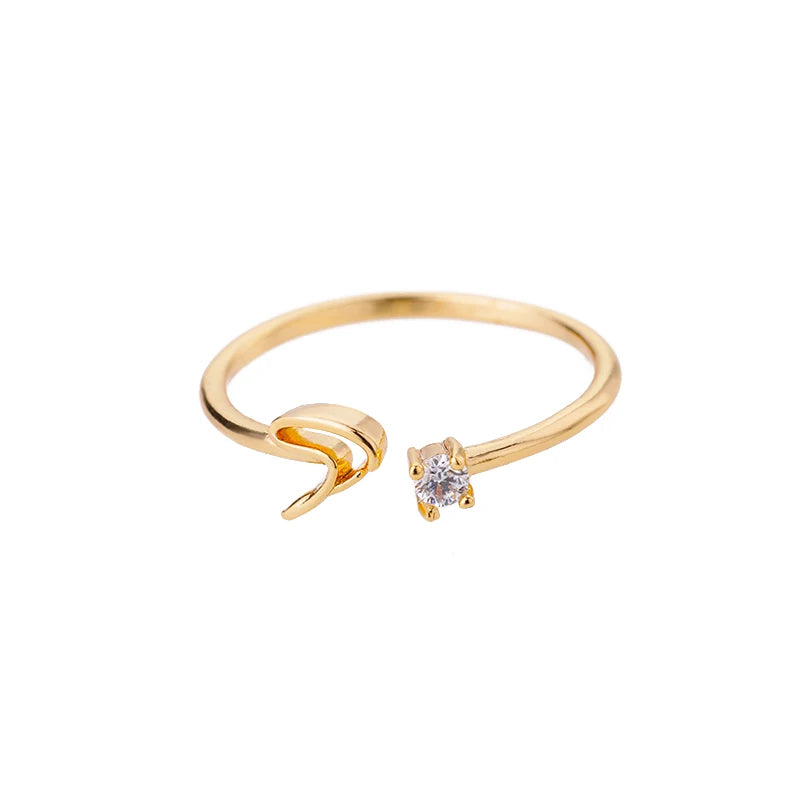 ✨ 18k Gold Plated Tiny A–Z Initial Letter Rings – Adjustable Stainless Steel Rings