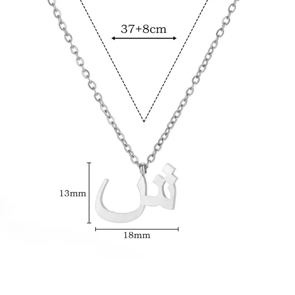 💫 Arabic Letter Name Pendant Necklace – Elegant Stainless Steel Choker for Women