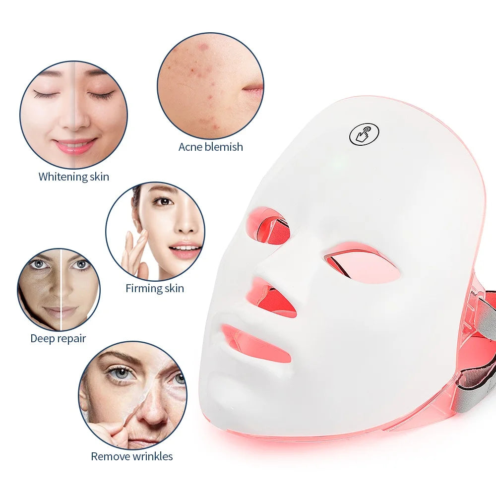 LED Light Therapy Mask Foreverlily- Wireless 7-Color – Skin Rejuvenation and Anti-Aging Face and Neck Care