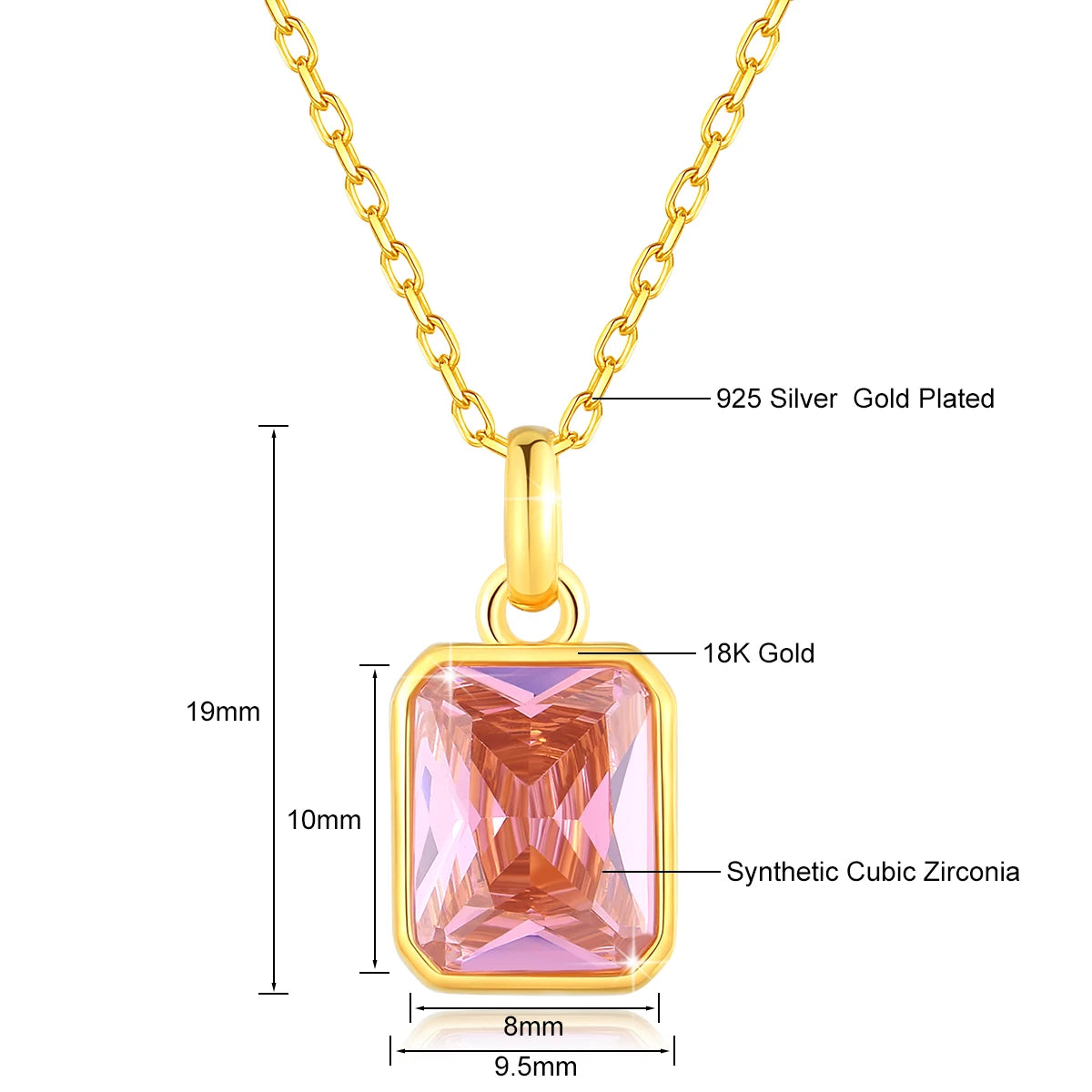 ✨ Szjinao Halskette mit Anhänger aus 100 % echtem 18 Karat Gold mit rechteckigem gelbem Stein – Zertifiziertes AU750-Gold | Luxuriöser Hochzeitsschmuck für Damen