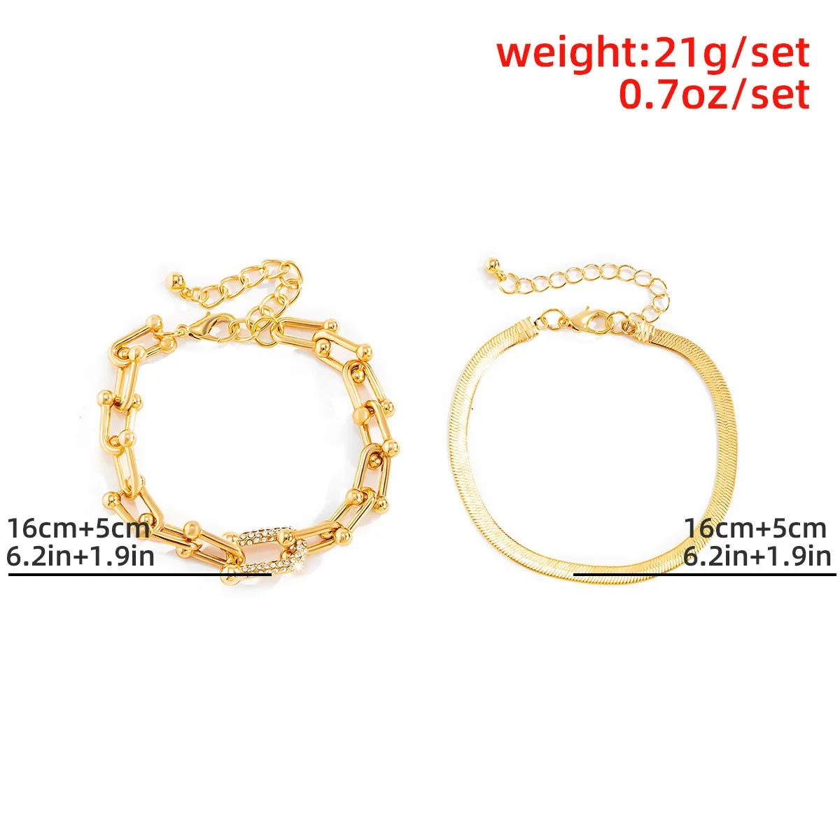 ⚡ 18 Karat vergoldetes Punk-Armband in U-Form mit Schlangenkette – Luxus-Schmuck mit Zirkonia-Gliedern für Damen