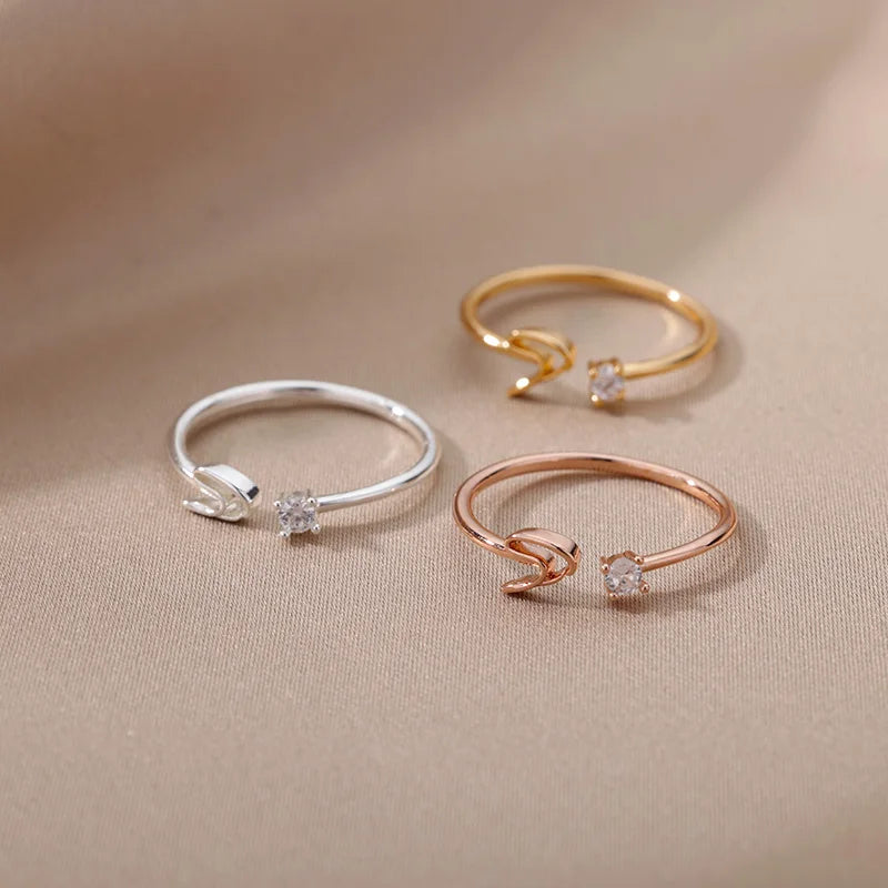 ✨ 18k Gold Plated Tiny A–Z Initial Letter Rings – Adjustable Stainless Steel Rings