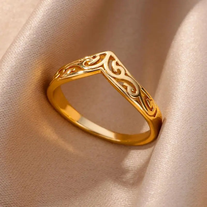 💍 Ästhetisches goldenes Herz – wasserdichter Edelstahlring-5