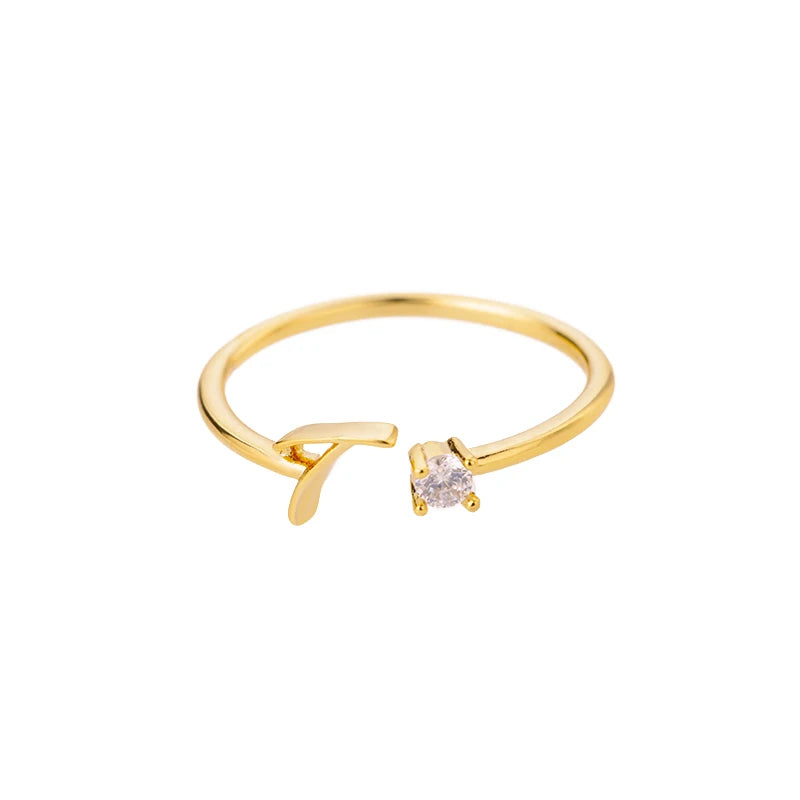 ✨ 18k Gold Plated Tiny A–Z Initial Letter Rings – Adjustable Stainless Steel Rings