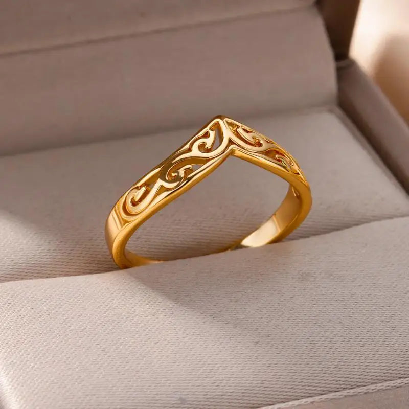 💍 Ästhetisches goldenes Herz – wasserdichter Edelstahlring-5