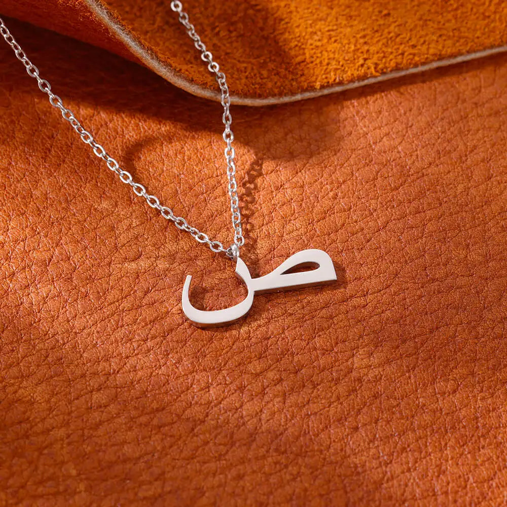 💫 Arabic Letter Name Pendant Necklace – Elegant Stainless Steel Choker for Women