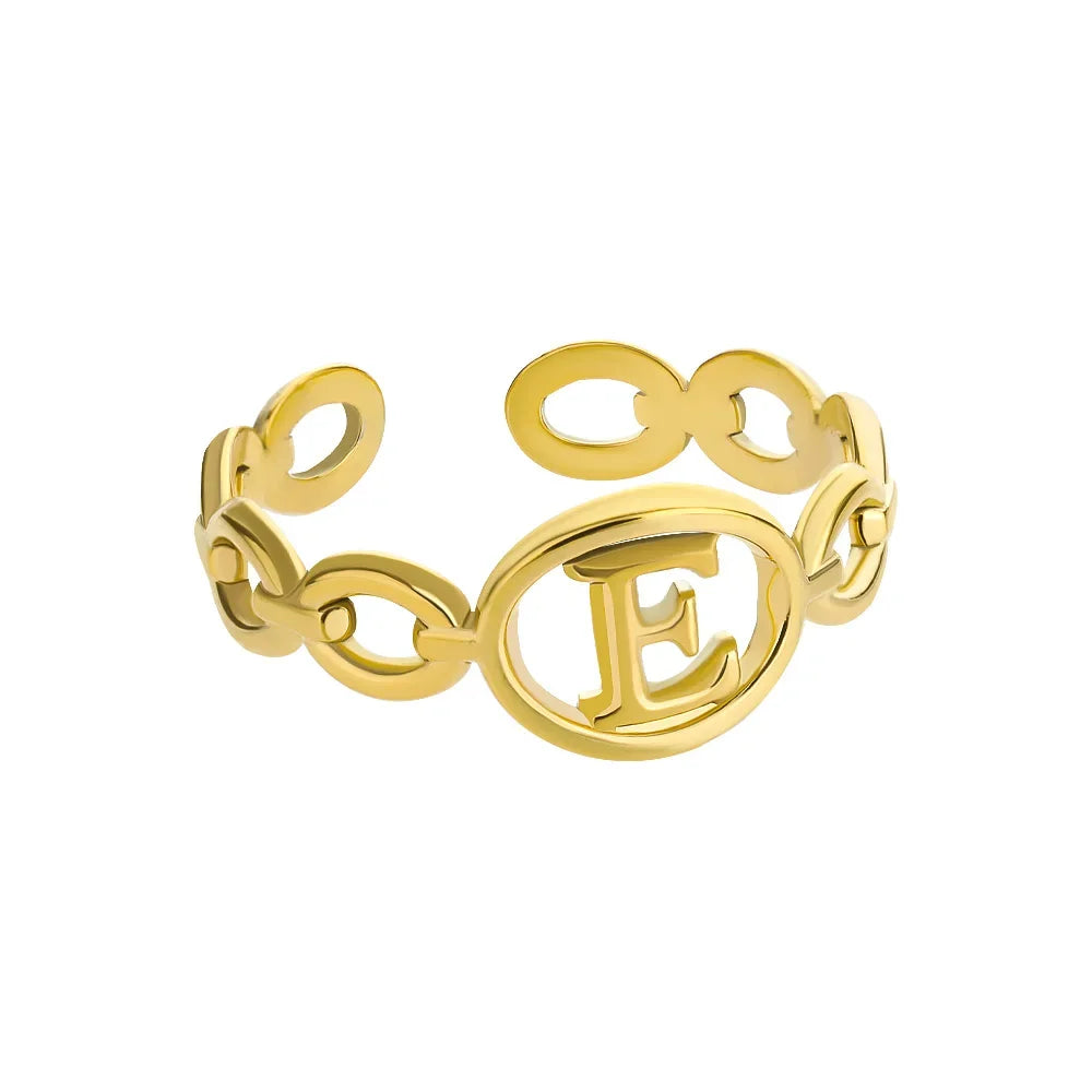 π 18k Gold Plated Hollow AβZ Initial Rings β Open Adjustable Stainless Steel Letter Rings