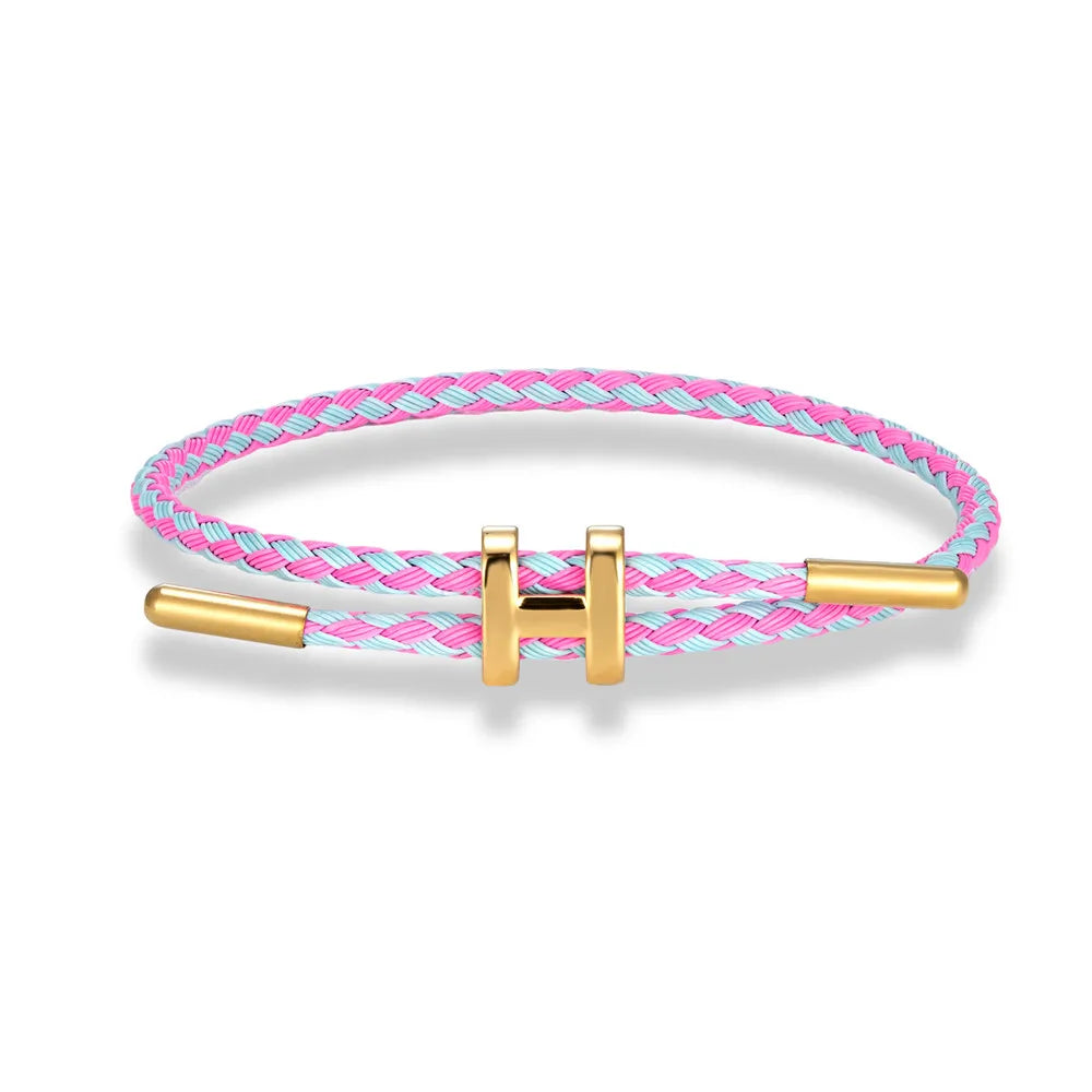 Luxury Multicolor Waterproof Rope Bracelet β Adjustable Stainless Steel Wire Cuff