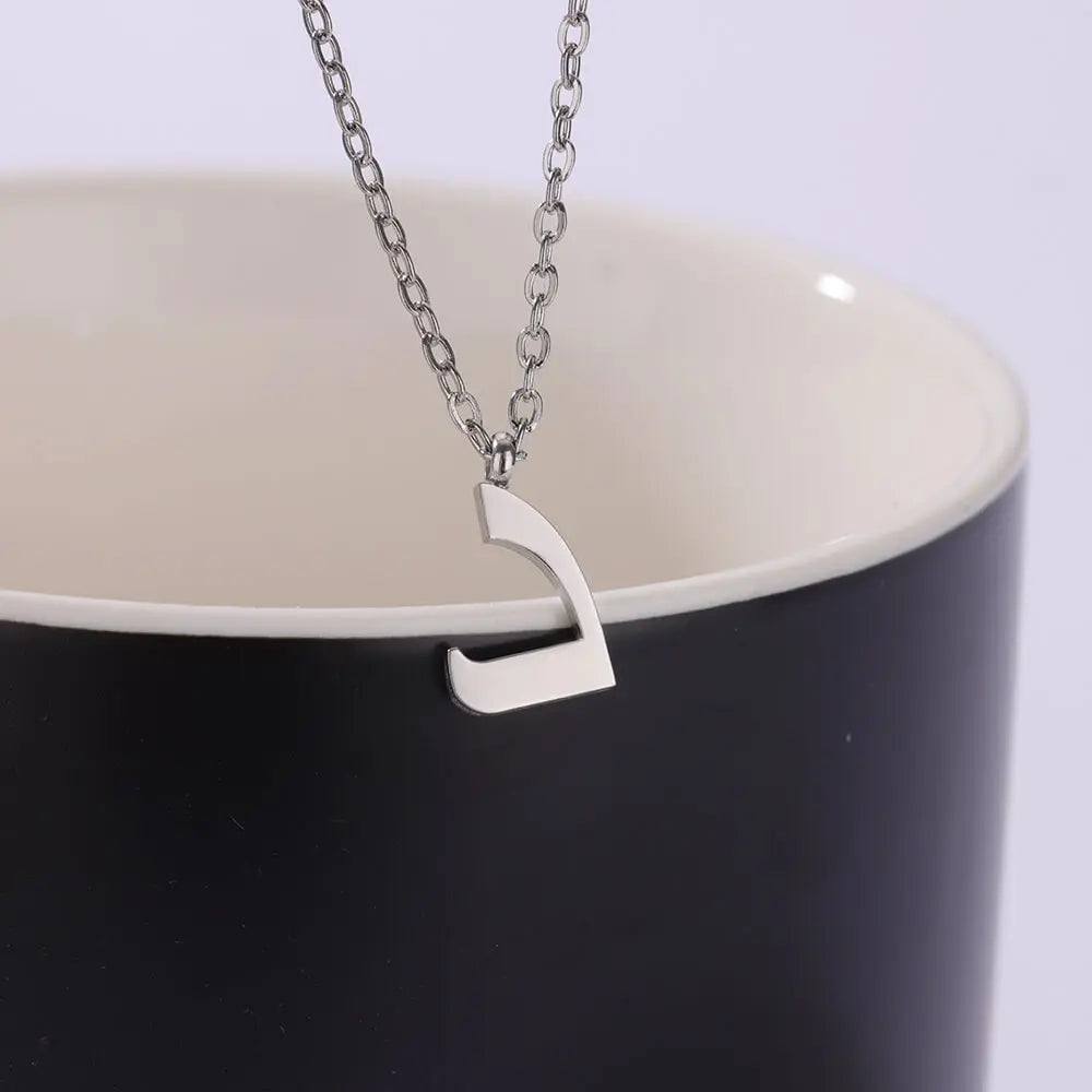 💫 Arabic Letter Name Pendant Necklace – Elegant Stainless Steel Choker for Women