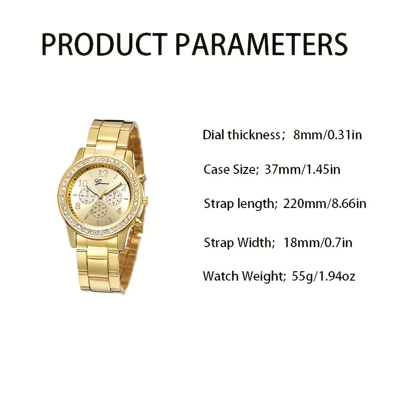 5-Piece Gold Luxe Watch & Bracelet Set✨