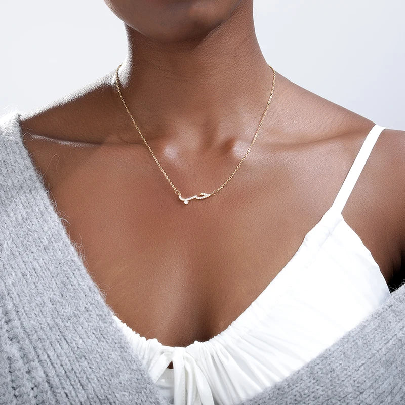 💖 18K Rose Gold Arabic “Love” Necklace – Islamic Stainless Steel Pendant for Women