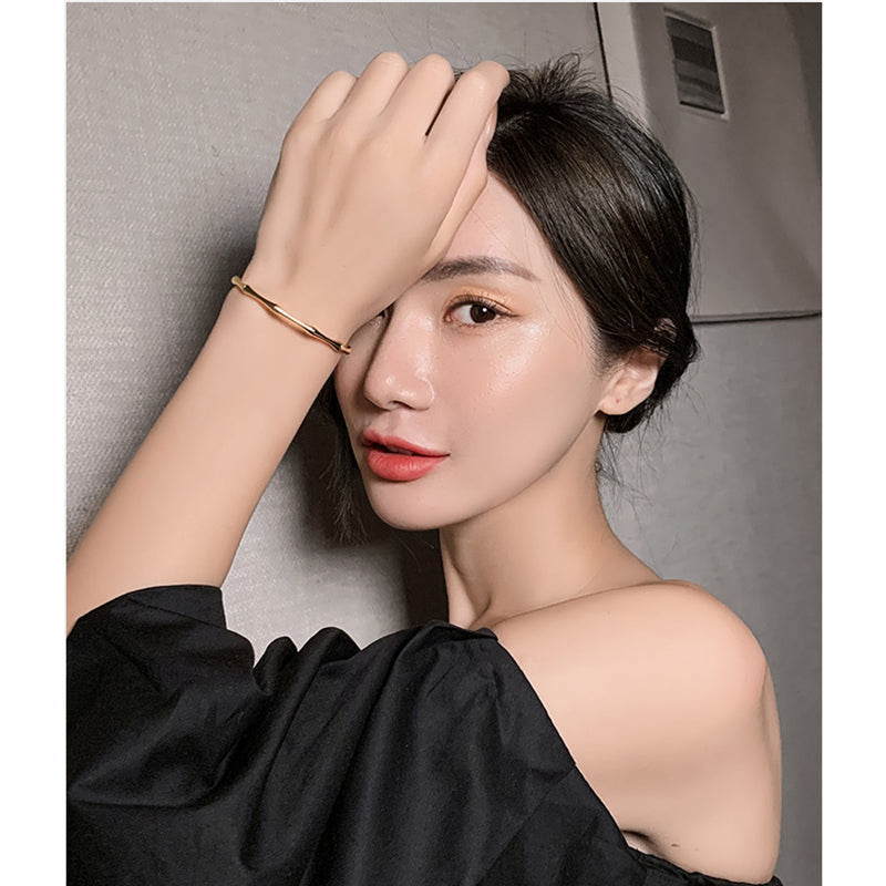 🌿 Bamboo Joint Cuff Bracelet – Trendy Gold Color Stainless Steel Bangle