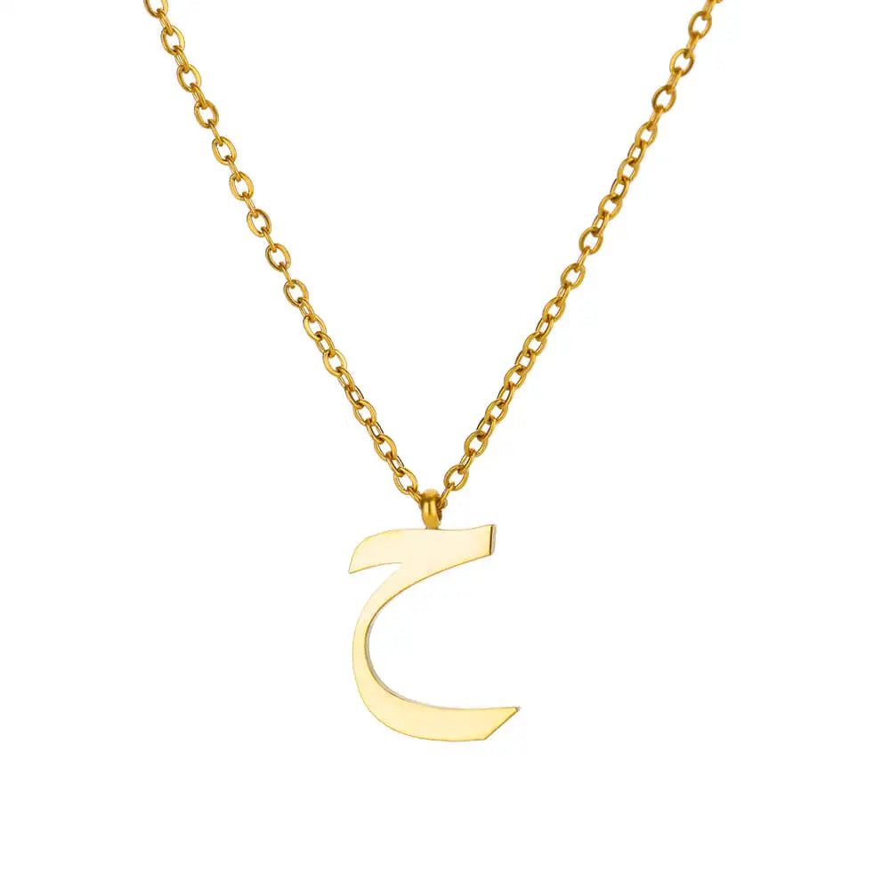 💫 Arabic Letter Name Pendant Necklace – Elegant Stainless Steel Choker for Women