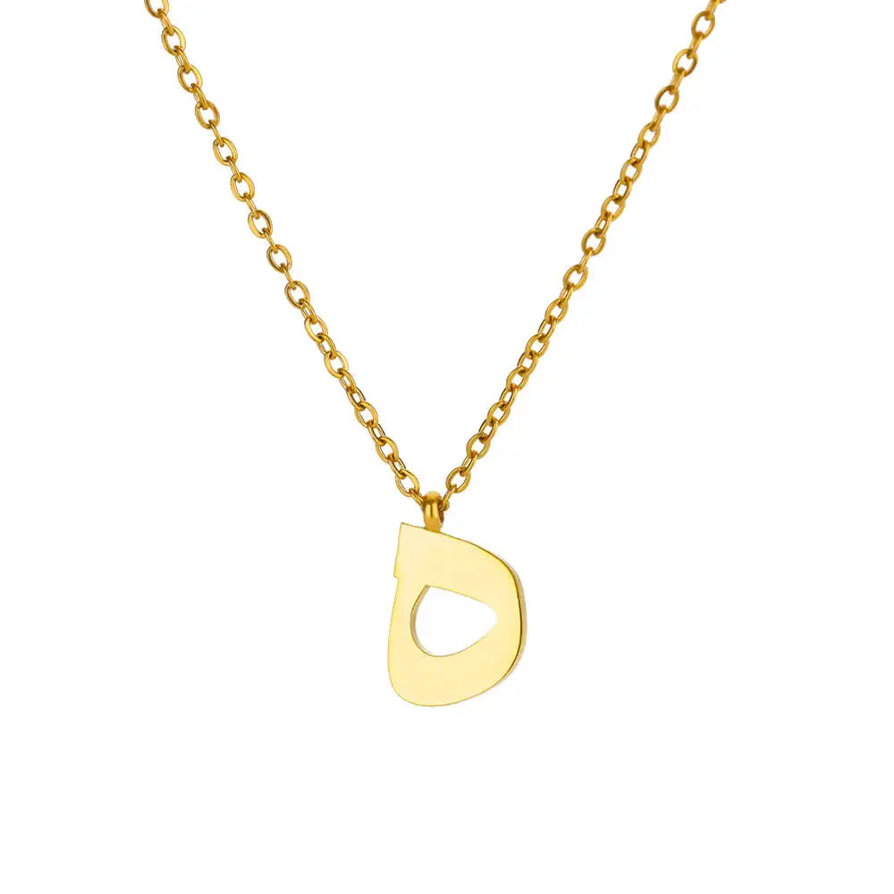 💫 Arabic Letter Name Pendant Necklace – Elegant Stainless Steel Choker for Women