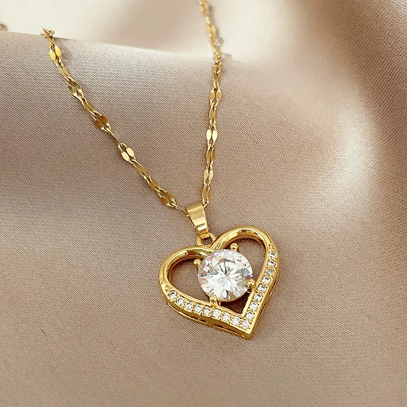 π Romantic Heart β Gold Stainless Steel Heart Necklace