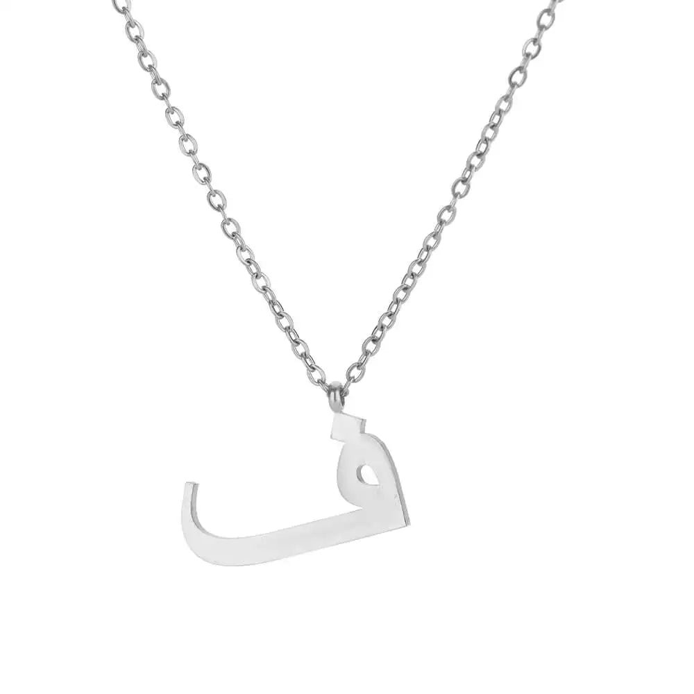 💫 Arabic Letter Name Pendant Necklace – Elegant Stainless Steel Choker for Women