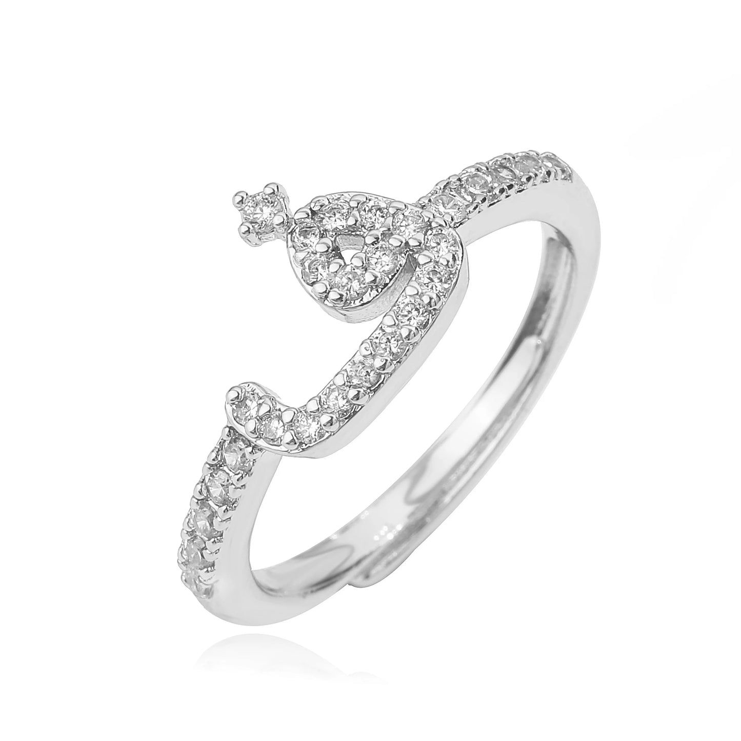 🌙 18k Gold Plated Arabic Letter Square Ring – HECHENG Women’s Fashion Ring with Zircon Inlay