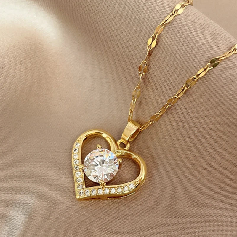π Romantic Heart β Gold Stainless Steel Heart Necklace