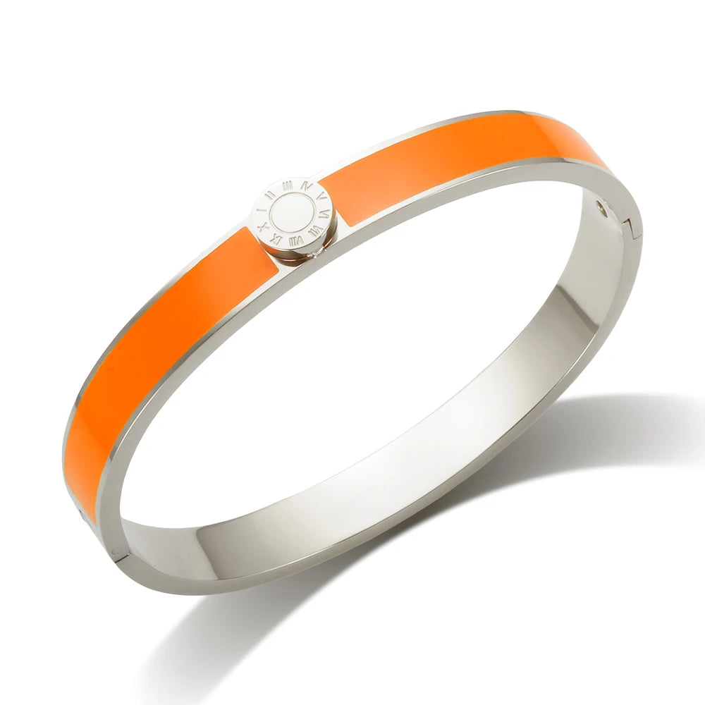 💫 JINHUI 18 Karat vergoldetes Edelstahl-Emaille-Armreif- und Ringset – Klassischer Schmuck mit römischen Ziffern