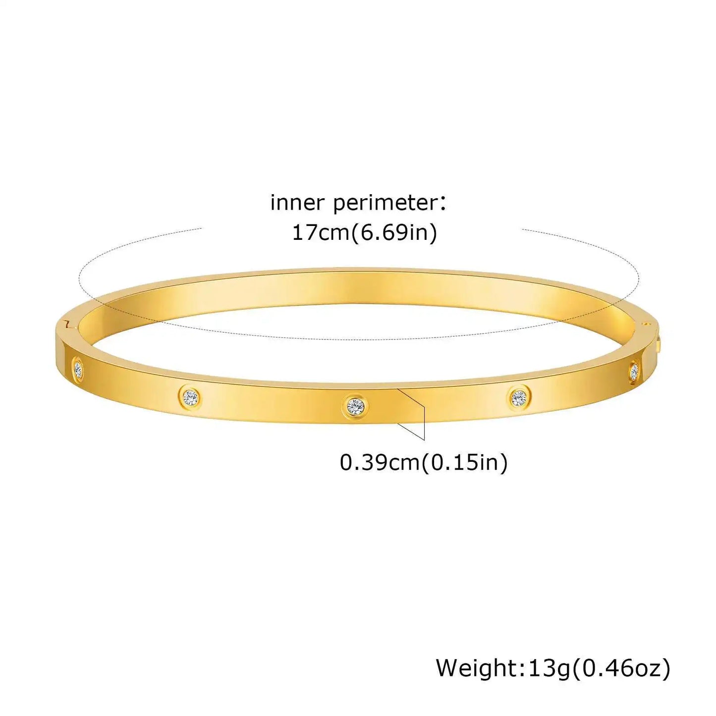 π 18K Gold-Plated Waterproof Luxury Bangle β Stainless Steel with Round Zircon Stones