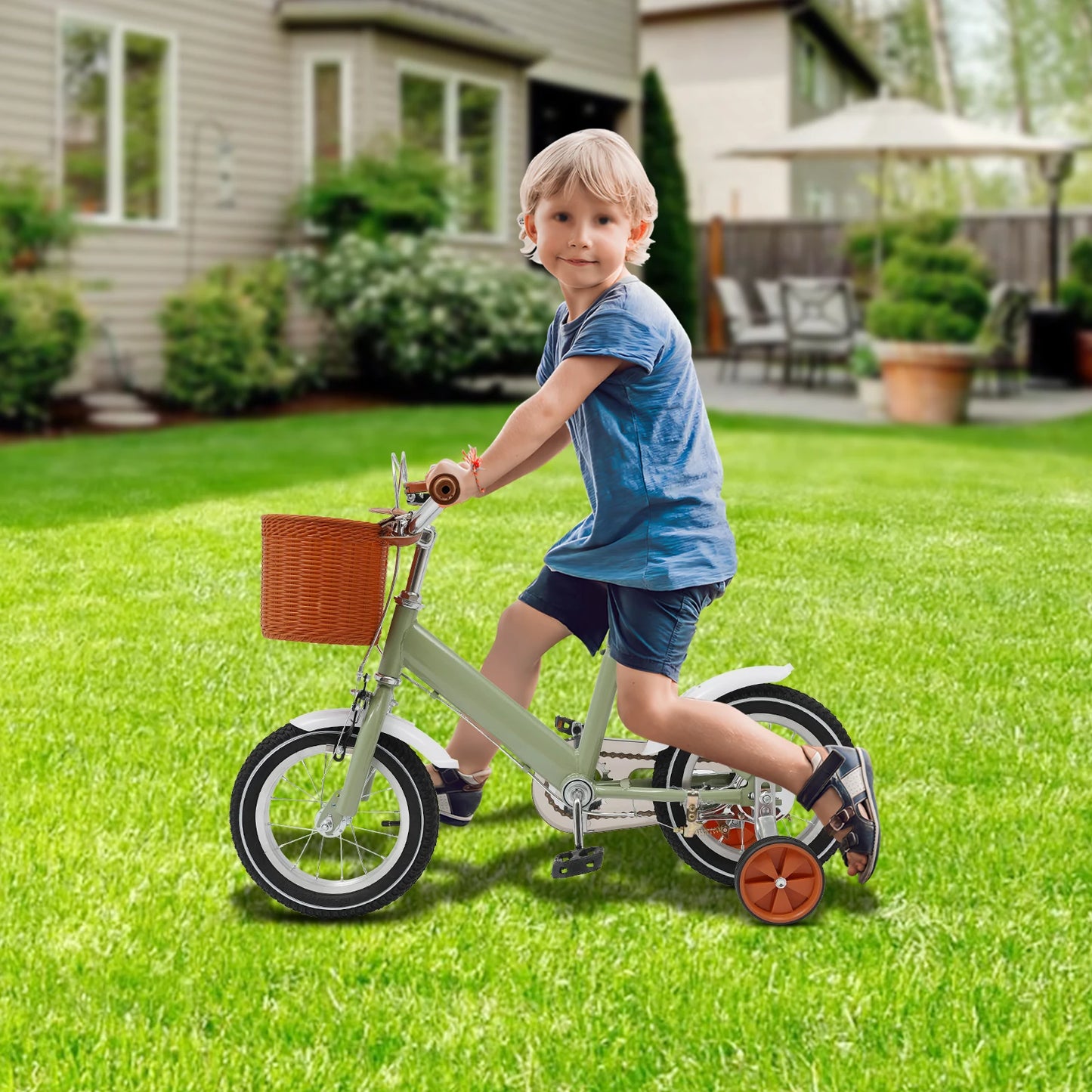 π² 12-Inch Kids Bike with Basket and Training Wheels β Adjustable Seat, Dual Brakes (Ages 2β4)