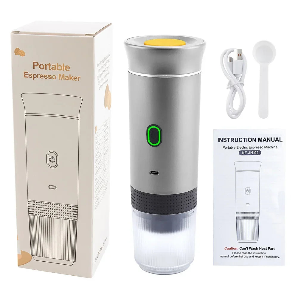 Portable Espresso Coffee Maker – 3-in-1 Capsule and Ground Coffee | Wireless, High Pressure, Travel-Friendly