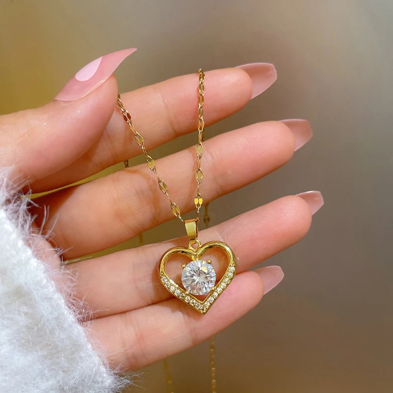 π Romantic Heart β Gold Stainless Steel Heart Necklace