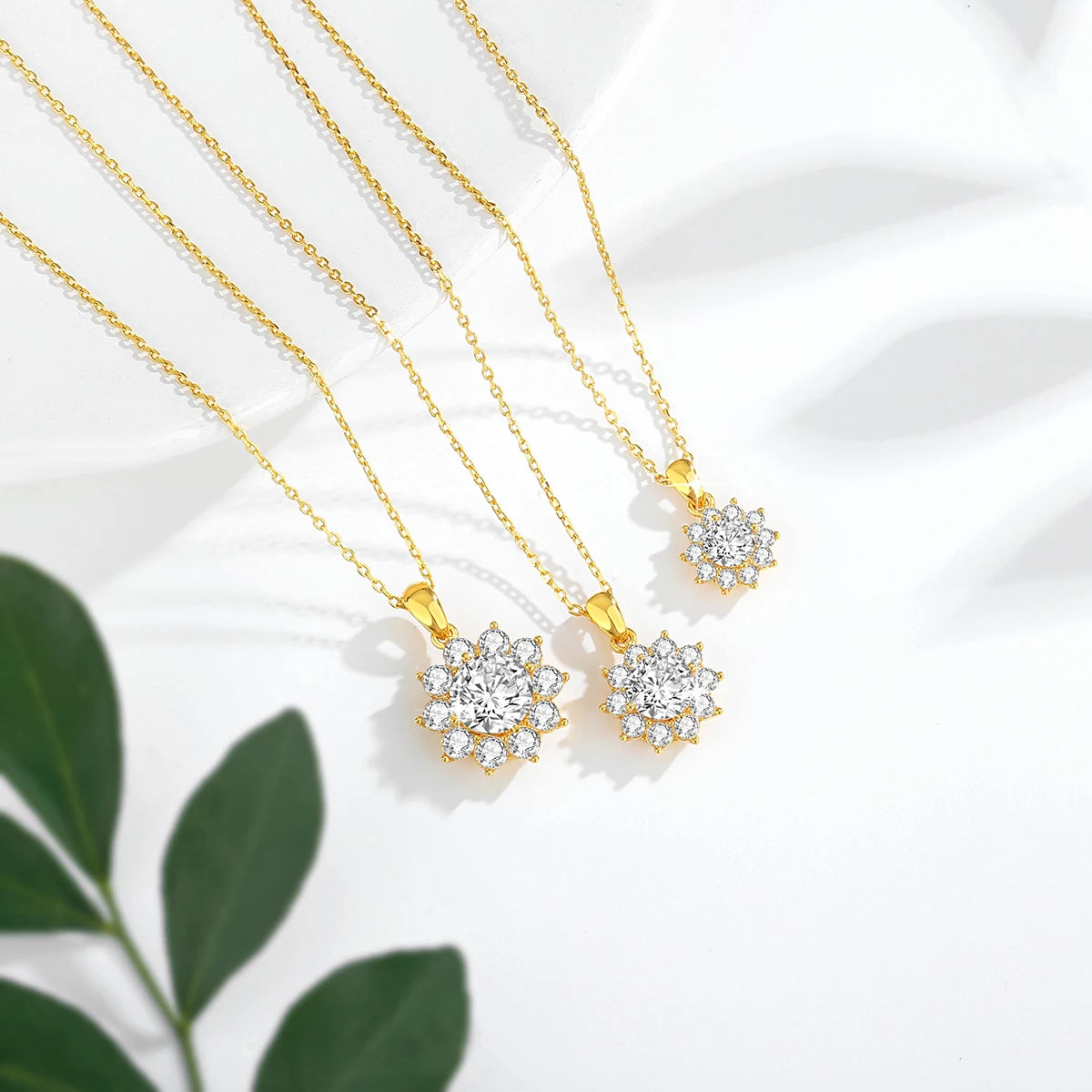 💎 Szjinao 1ct Moissanite Flower Pendant Necklace – 100% Real 18K Gold with Certificate | Luxury Wedding Anniversary Jewelry