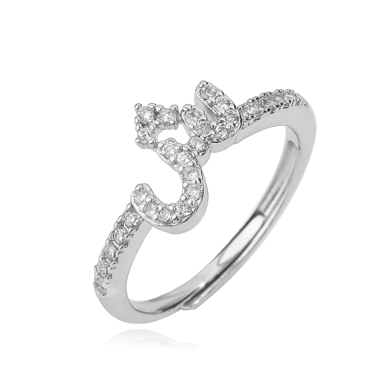 🌙 18k Gold Plated Arabic Letter Square Ring – HECHENG Women’s Fashion Ring with Zircon Inlay