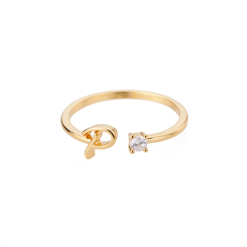 ✨ 18k Gold Plated Tiny A–Z Initial Letter Rings – Adjustable Stainless Steel Rings