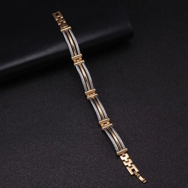 🧲 Splicing Chain Link Stainless Steel Bracelet – Fashion Bangle