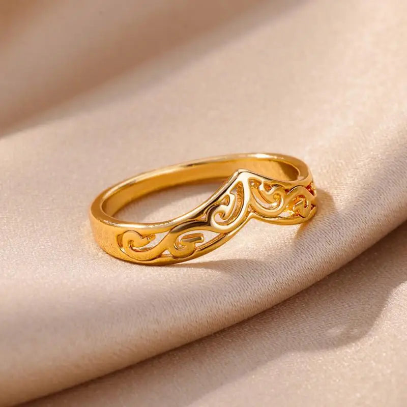 💍 Ästhetisches goldenes Herz – wasserdichter Edelstahlring-5