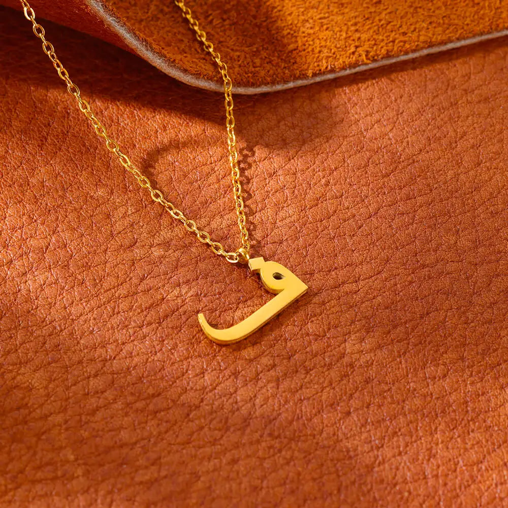 💫 Arabic Letter Name Pendant Necklace – Elegant Stainless Steel Choker for Women