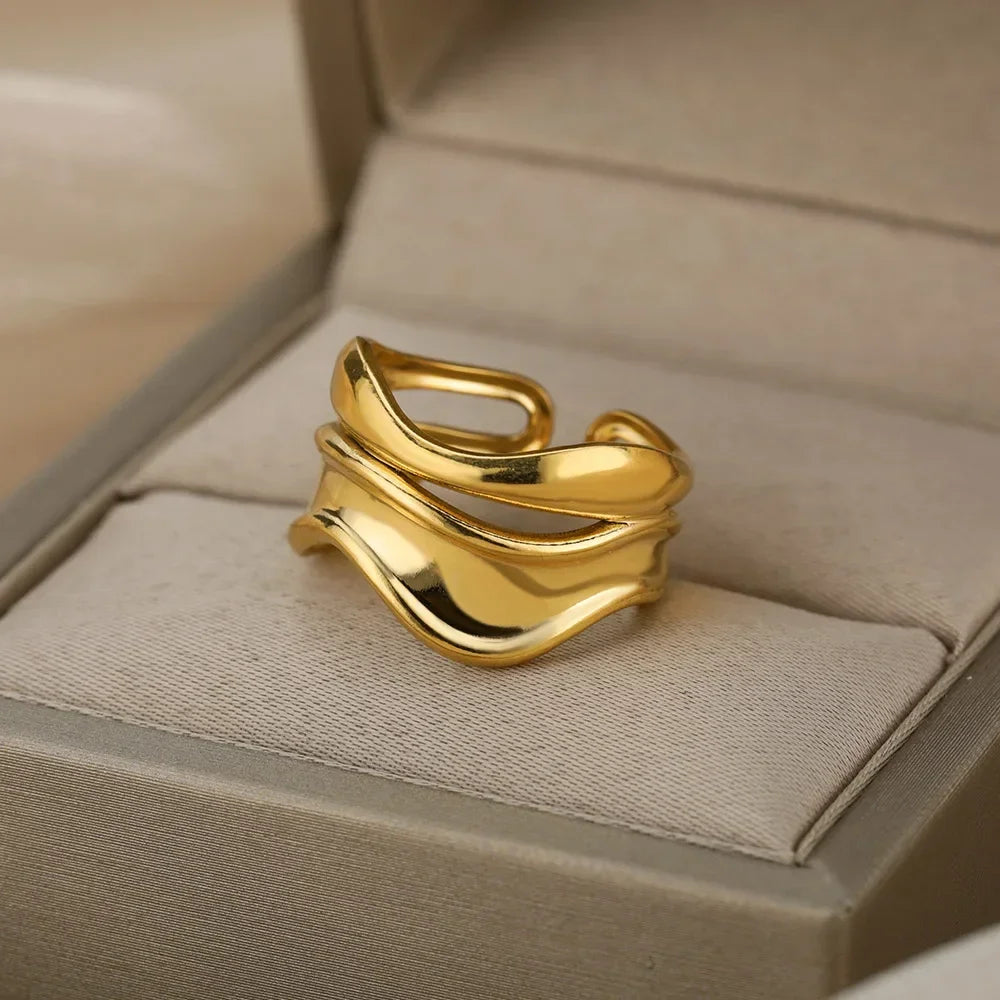 💍 Ästhetisches goldenes Herz – wasserdichter Edelstahlring-4
