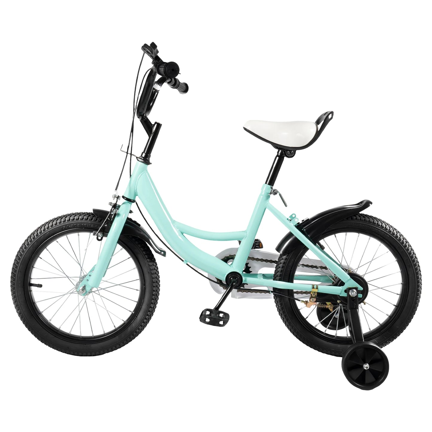 🚴♂️ 16-Zoll-Kinderfahrrad – Grüner Rahmen aus Karbonstahl mit Doppelbremsen, höhenverstellbar, Alter 5–8