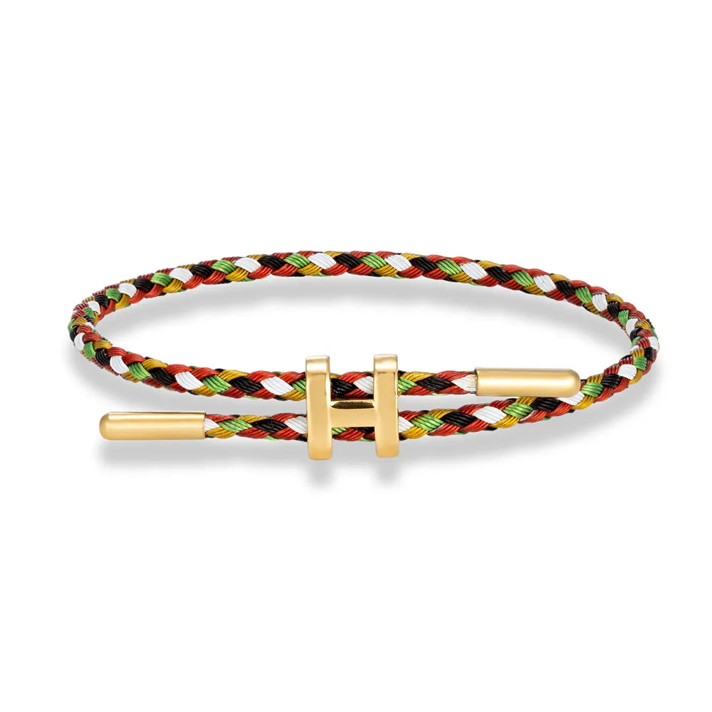 Luxury Multicolor Waterproof Rope Bracelet β Adjustable Stainless Steel Wire Cuff